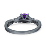 Heart Filigree Art Deco Wedding Bridal Ring Round Simulated Cubic Zirconia 925 Sterling Silver