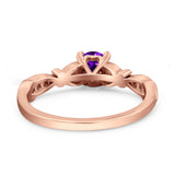 Heart Filigree Art Deco Wedding Bridal Ring Round Simulated Cubic Zirconia 925 Sterling Silver