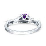 Heart Filigree Art Deco Wedding Bridal Ring Round Simulated Cubic Zirconia 925 Sterling Silver
