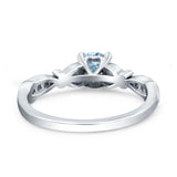 Heart Filigree Art Deco Wedding Bridal Ring Round Simulated Cubic Zirconia 925 Sterling Silver