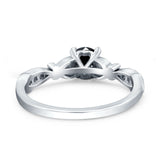Heart Filigree Art Deco Wedding Bridal Ring Round Simulated Cubic Zirconia 925 Sterling Silver