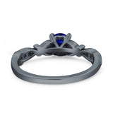Heart Filigree Art Deco Wedding Bridal Ring Round Simulated Cubic Zirconia 925 Sterling Silver