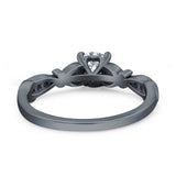 Heart Filigree Art Deco Wedding Bridal Ring Round Simulated Cubic Zirconia 925 Sterling Silver