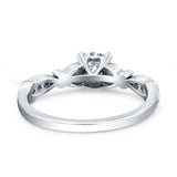 Heart Filigree Art Deco Wedding Bridal Ring Round Simulated Cubic Zirconia 925 Sterling Silver