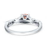 Heart Filigree Art Deco Wedding Bridal Ring Round Simulated Cubic Zirconia 925 Sterling Silver