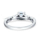 Heart Filigree Art Deco Wedding Bridal Ring Round Simulated Cubic Zirconia 925 Sterling Silver