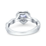 Art Deco Heart Infinity Wedding Bridal Ring Simulated Cubic Zirconia 925 Sterling Silver