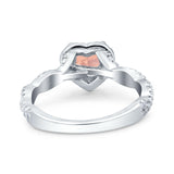 Art Deco Heart Infinity Wedding Bridal Ring Simulated Cubic Zirconia 925 Sterling Silver