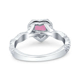 Art Deco Heart Infinity Wedding Bridal Ring Simulated Cubic Zirconia 925 Sterling Silver