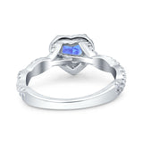 Art Deco Heart Infinity Wedding Bridal Ring Simulated Cubic Zirconia 925 Sterling Silver