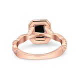 Art Deco Emerald Cut Infinity Wedding Bridal Ring Simulated Cubic Zirconia 925 Sterling Silver
