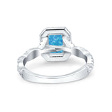 Art Deco Emerald Cut Infinity Wedding Bridal Ring Simulated Cubic Zirconia 925 Sterling Silver