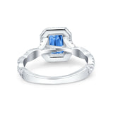 Art Deco Emerald Cut Infinity Wedding Bridal Ring Simulated Cubic Zirconia 925 Sterling Silver