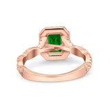 Art Deco Emerald Cut Infinity Wedding Bridal Ring Simulated Cubic Zirconia 925 Sterling Silver