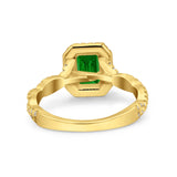 Art Deco Emerald Cut Infinity Wedding Bridal Ring Simulated Cubic Zirconia 925 Sterling Silver