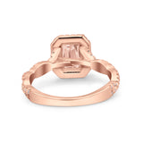 Art Deco Emerald Cut Infinity Wedding Bridal Ring Simulated Cubic Zirconia 925 Sterling Silver