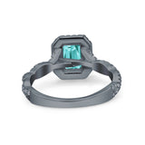 Art Deco Emerald Cut Infinity Wedding Bridal Ring Simulated Cubic Zirconia 925 Sterling Silver