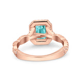 Art Deco Emerald Cut Infinity Wedding Bridal Ring Simulated Cubic Zirconia 925 Sterling Silver