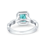 Art Deco Emerald Cut Infinity Wedding Bridal Ring Simulated Cubic Zirconia 925 Sterling Silver