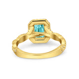 Art Deco Emerald Cut Infinity Wedding Bridal Ring Simulated Cubic Zirconia 925 Sterling Silver