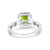 Art Deco Emerald Cut Infinity Wedding Bridal Ring Simulated Cubic Zirconia 925 Sterling Silver