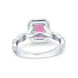 Art Deco Emerald Cut Infinity Wedding Bridal Ring Simulated Cubic Zirconia 925 Sterling Silver