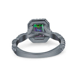 Art Deco Emerald Cut Infinity Wedding Bridal Ring Simulated Cubic Zirconia 925 Sterling Silver