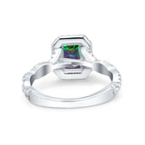 Art Deco Emerald Cut Infinity Wedding Bridal Ring Simulated Cubic Zirconia 925 Sterling Silver