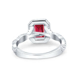 Art Deco Emerald Cut Infinity Wedding Bridal Ring Simulated Cubic Zirconia 925 Sterling Silver