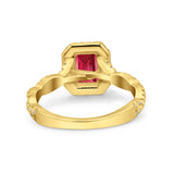 Art Deco Emerald Cut Infinity Wedding Bridal Ring Simulated Cubic Zirconia 925 Sterling Silver