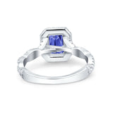 Art Deco Emerald Cut Infinity Wedding Bridal Ring Simulated Cubic Zirconia 925 Sterling Silver
