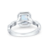 Art Deco Emerald Cut Infinity Wedding Bridal Ring Simulated Cubic Zirconia 925 Sterling Silver