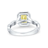 Art Deco Emerald Cut Infinity Wedding Bridal Ring Simulated Cubic Zirconia 925 Sterling Silver