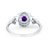 Art Deco Wedding Bridal Ring Marquise Design Round Simulated Cubic Zirconia 925 Sterling Silver