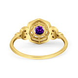Art Deco Wedding Bridal Ring Marquise Design Round Simulated Cubic Zirconia 925 Sterling Silver