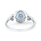 Art Deco Wedding Bridal Ring Marquise Design Round Simulated Cubic Zirconia 925 Sterling Silver