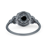 Art Deco Wedding Bridal Ring Marquise Design Round Simulated Cubic Zirconia 925 Sterling Silver