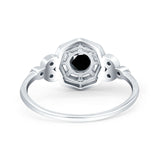 Art Deco Wedding Bridal Ring Marquise Design Round Simulated Cubic Zirconia 925 Sterling Silver