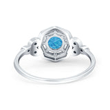 Art Deco Wedding Bridal Ring Marquise Design Round Simulated Cubic Zirconia 925 Sterling Silver