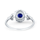 Art Deco Wedding Bridal Ring Marquise Design Round Simulated Cubic Zirconia 925 Sterling Silver
