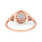 Art Deco Wedding Bridal Ring Marquise Design Round Simulated Cubic Zirconia 925 Sterling Silver