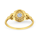 Art Deco Wedding Bridal Ring Marquise Design Round Simulated Cubic Zirconia 925 Sterling Silver