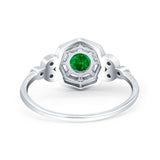 Art Deco Wedding Bridal Ring Marquise Design Round Simulated Cubic Zirconia 925 Sterling Silver