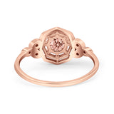 Art Deco Wedding Bridal Ring Marquise Design Round Simulated Cubic Zirconia 925 Sterling Silver