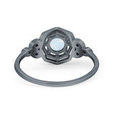 Art Deco Wedding Bridal Ring Marquise Design Round Simulated Cubic Zirconia 925 Sterling Silver