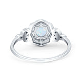 Art Deco Wedding Bridal Ring Marquise Design Round Simulated Cubic Zirconia 925 Sterling Silver