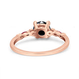 Vintage Style Round Bridal Wedding Engagement Ring Marquise Ruby Simulated Cubic Zirconia 925 Sterling Silver