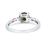 Vintage Style Round Bridal Wedding Engagement Ring Marquise Ruby Simulated Cubic Zirconia 925 Sterling Silver