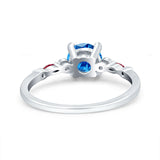 Vintage Style Round Bridal Wedding Engagement Ring Marquise Ruby Simulated Cubic Zirconia 925 Sterling Silver