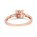 Vintage Style Round Bridal Wedding Engagement Ring Marquise Ruby Simulated Cubic Zirconia 925 Sterling Silver